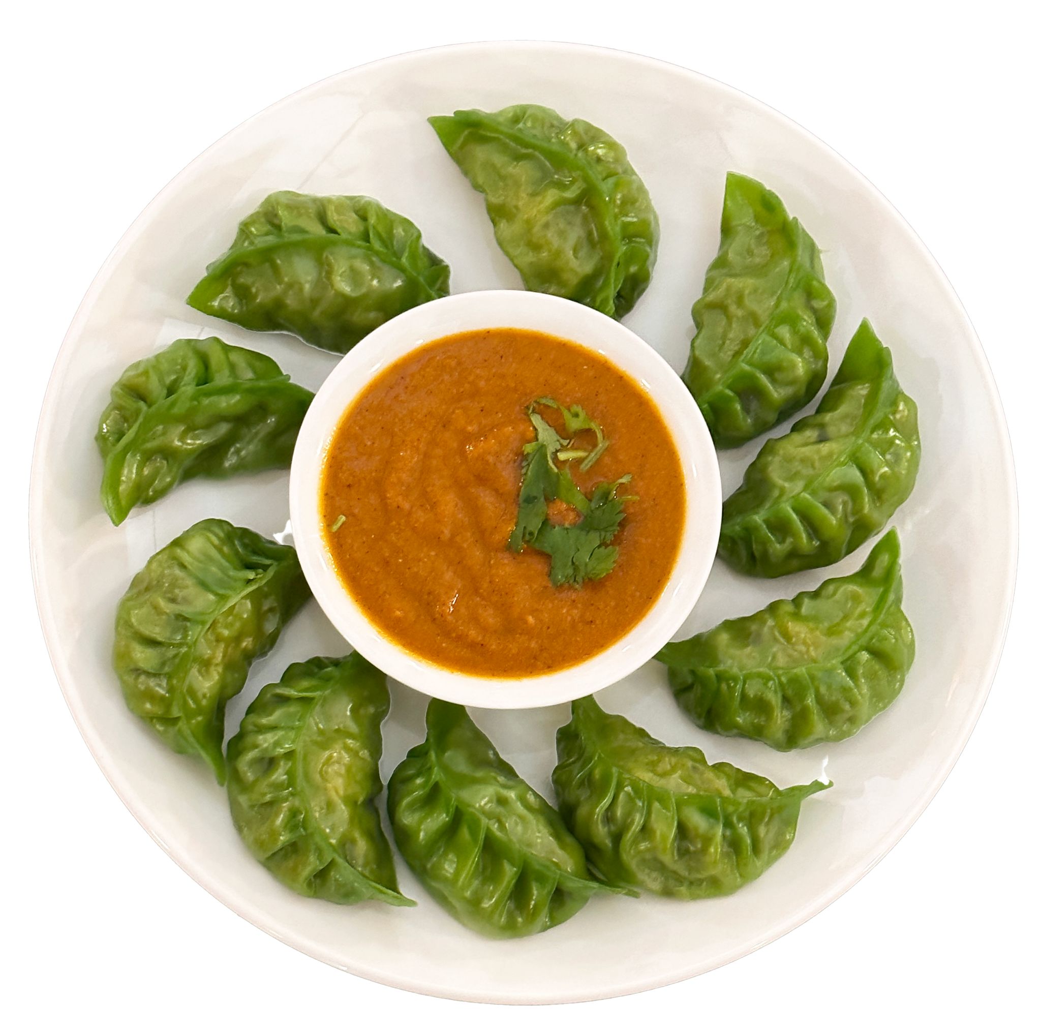 Veggie steam momos served with chutney